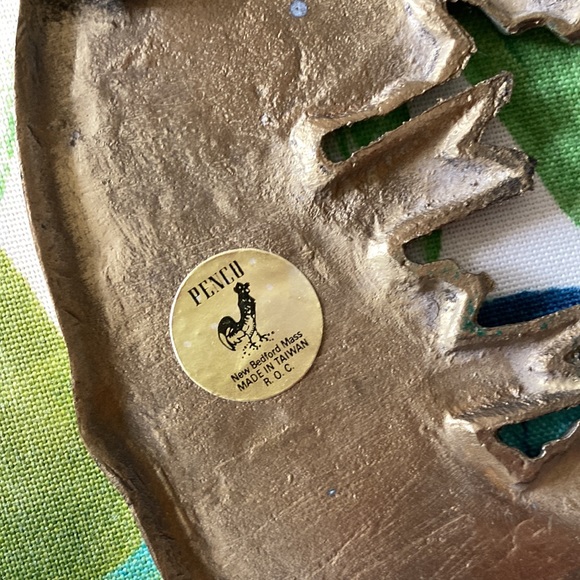 Vintage Penco Solid Brass Christmas Wreath Trivet Hot Plate New Bedford Mass - Picture 6 of 8